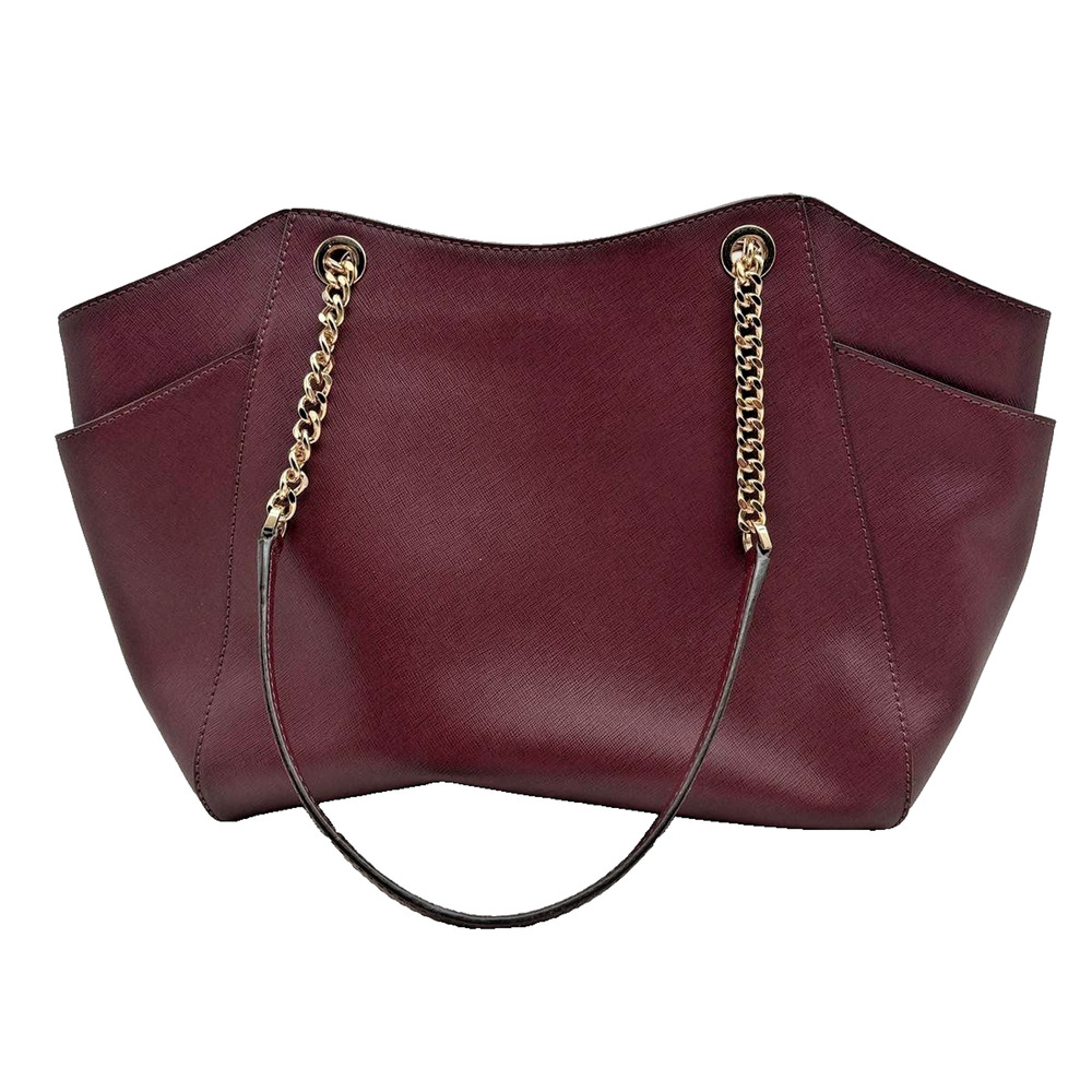 Michael Kors Jet Set Large Saffiano Burgundy Shoulder Bag - Picture 4 of 11